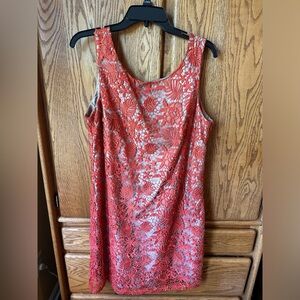 Oleg Cassini Size L Orange Eyelet Dress